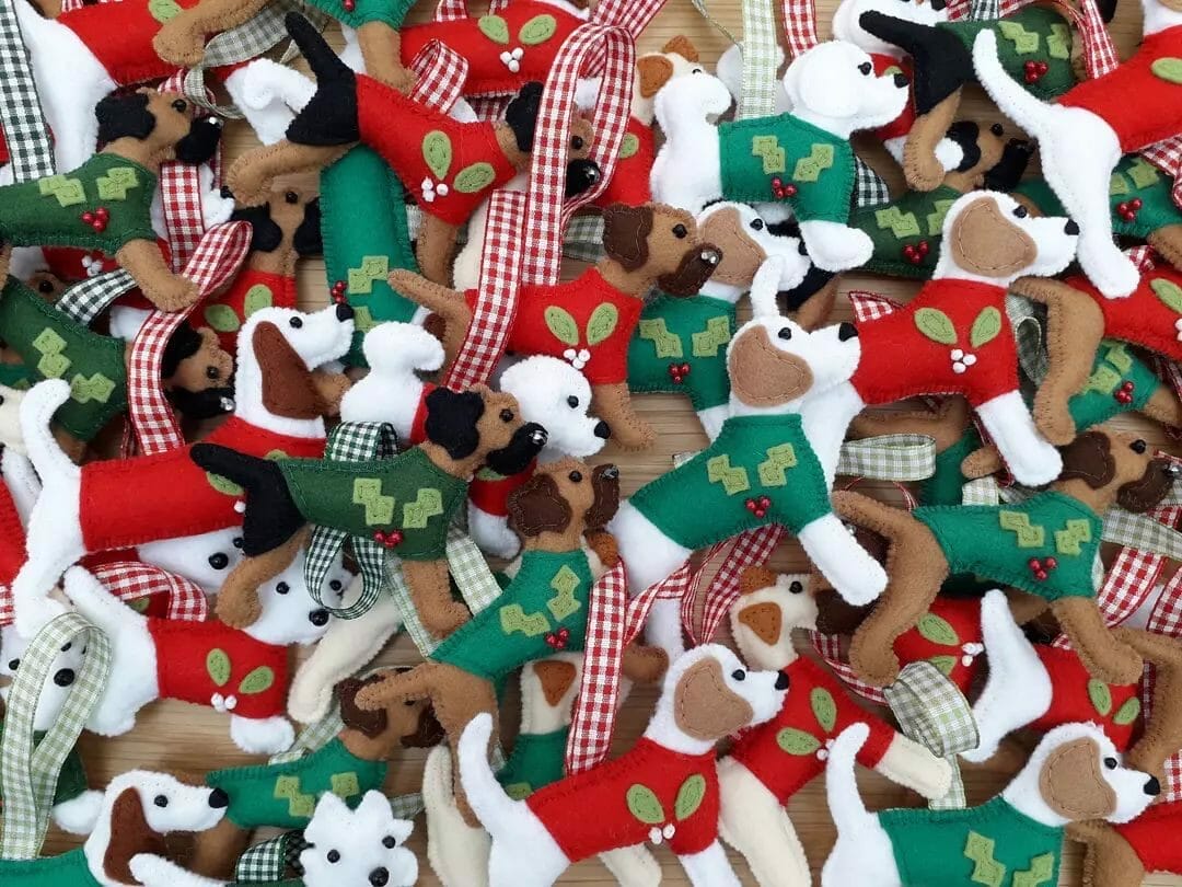 MisHelenEous Mini Dog Christmas Tree Decorations