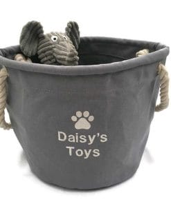Grey Personalised Dog Toy Storage Bag