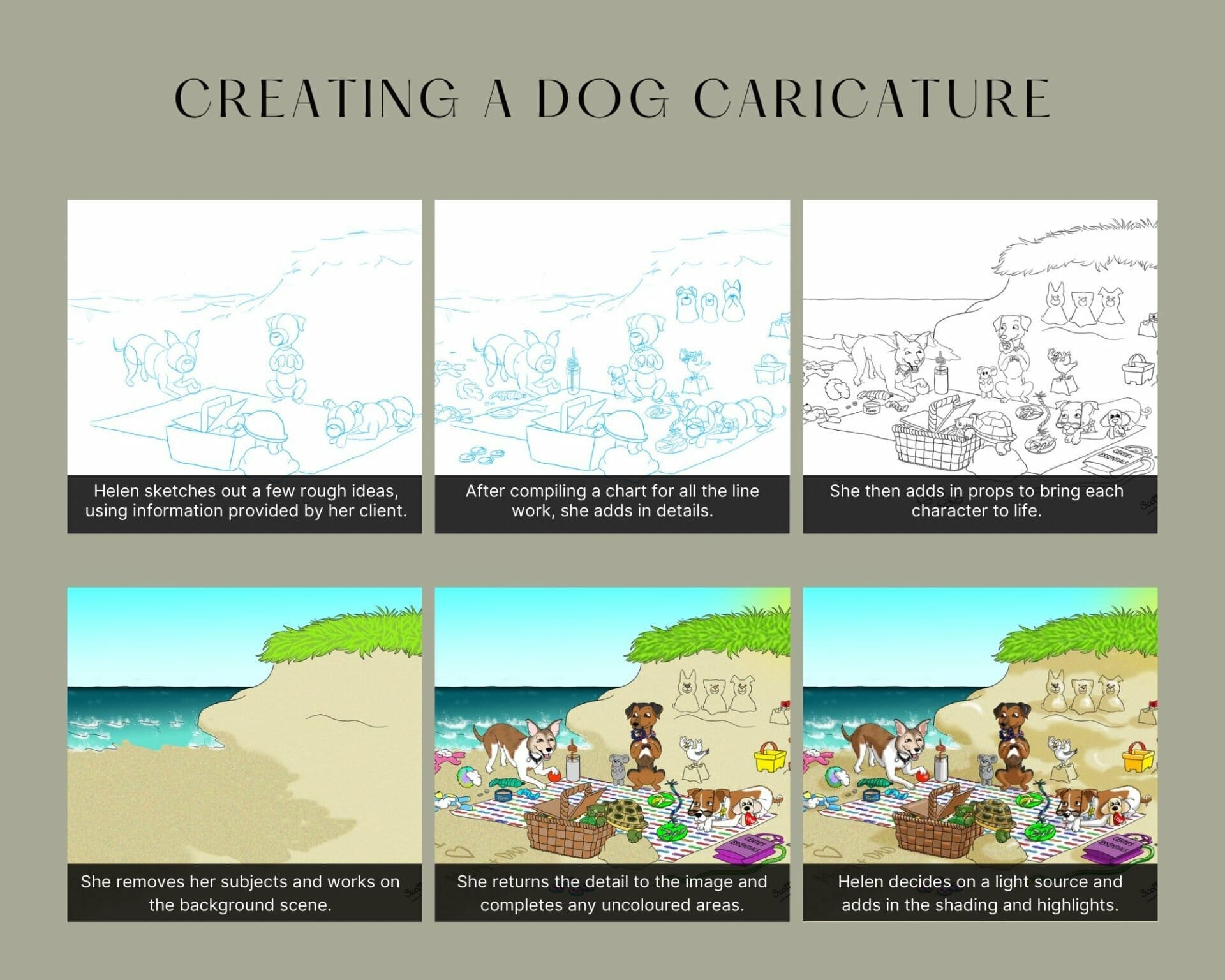 The Stages of Creating a Dog Caricature