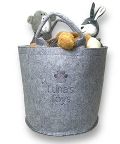 Pale Grey Personalised Dog Toy Storage Bag