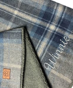 Personalised Double Layer Dog Blanket | Grey & Navy Check Dog Blanket